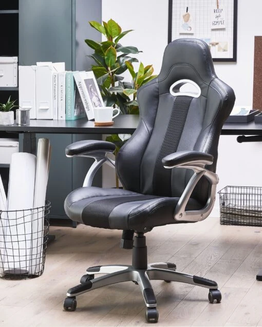 Office Chair Faux Leather Black ADVENTURE - Image 2