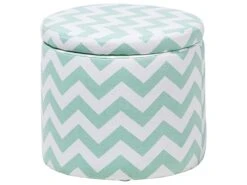 Storage Footstool Mint Green And White TUNICA