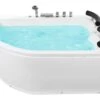 Left Hand Whirlpool Corner Bath With LED 1600 X 1130 Mm White PARADISO