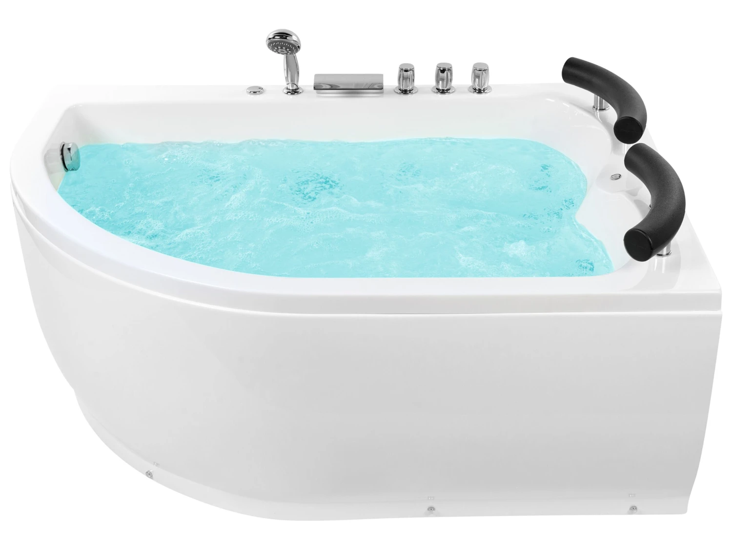 Left Hand Whirlpool Corner Bath With LED 1600 X 1130 Mm White PARADISO