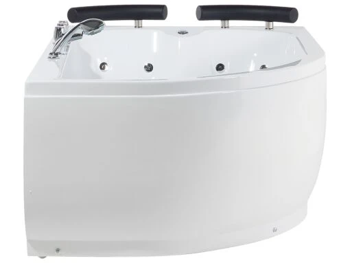 Left Hand Whirlpool Corner Bath With LED 1600 X 1130 Mm White PARADISO - Image 7