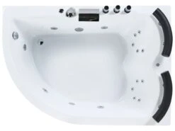 Left Hand Whirlpool Corner Bath With LED 1600 X 1130 Mm White PARADISO -Furniture Store undef src sa picid 680886 type whitesh image