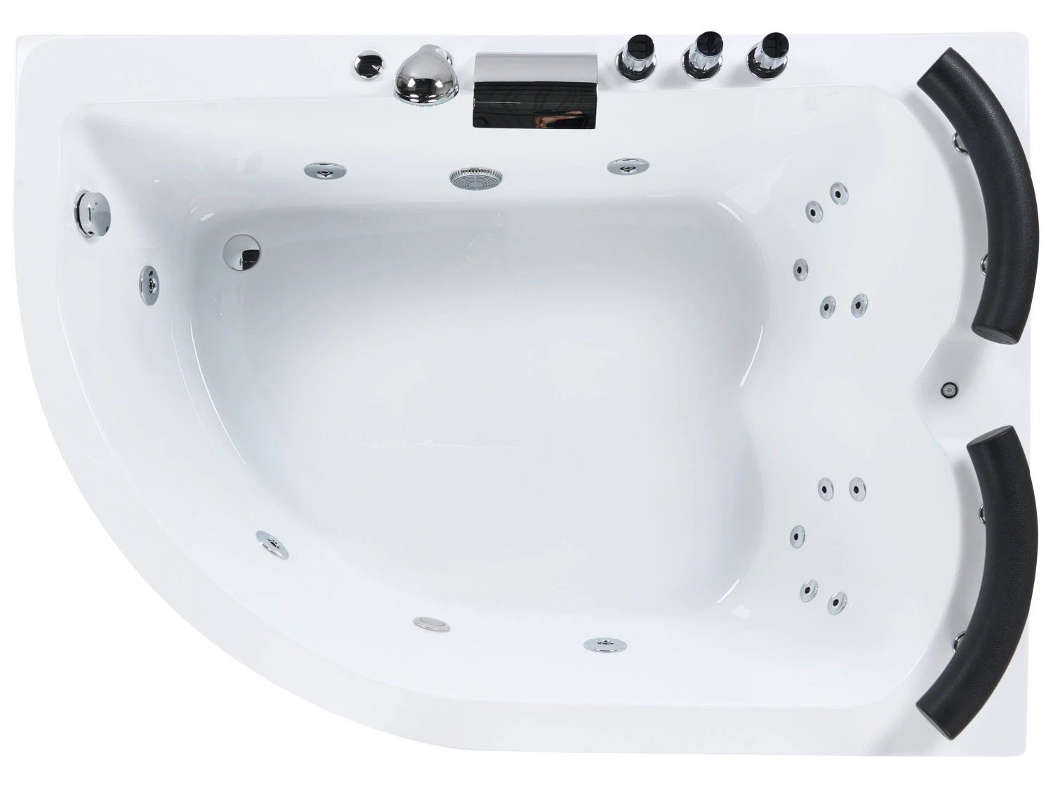 Left Hand Whirlpool Corner Bath With LED 1600 X 1130 Mm White PARADISO - Image 8