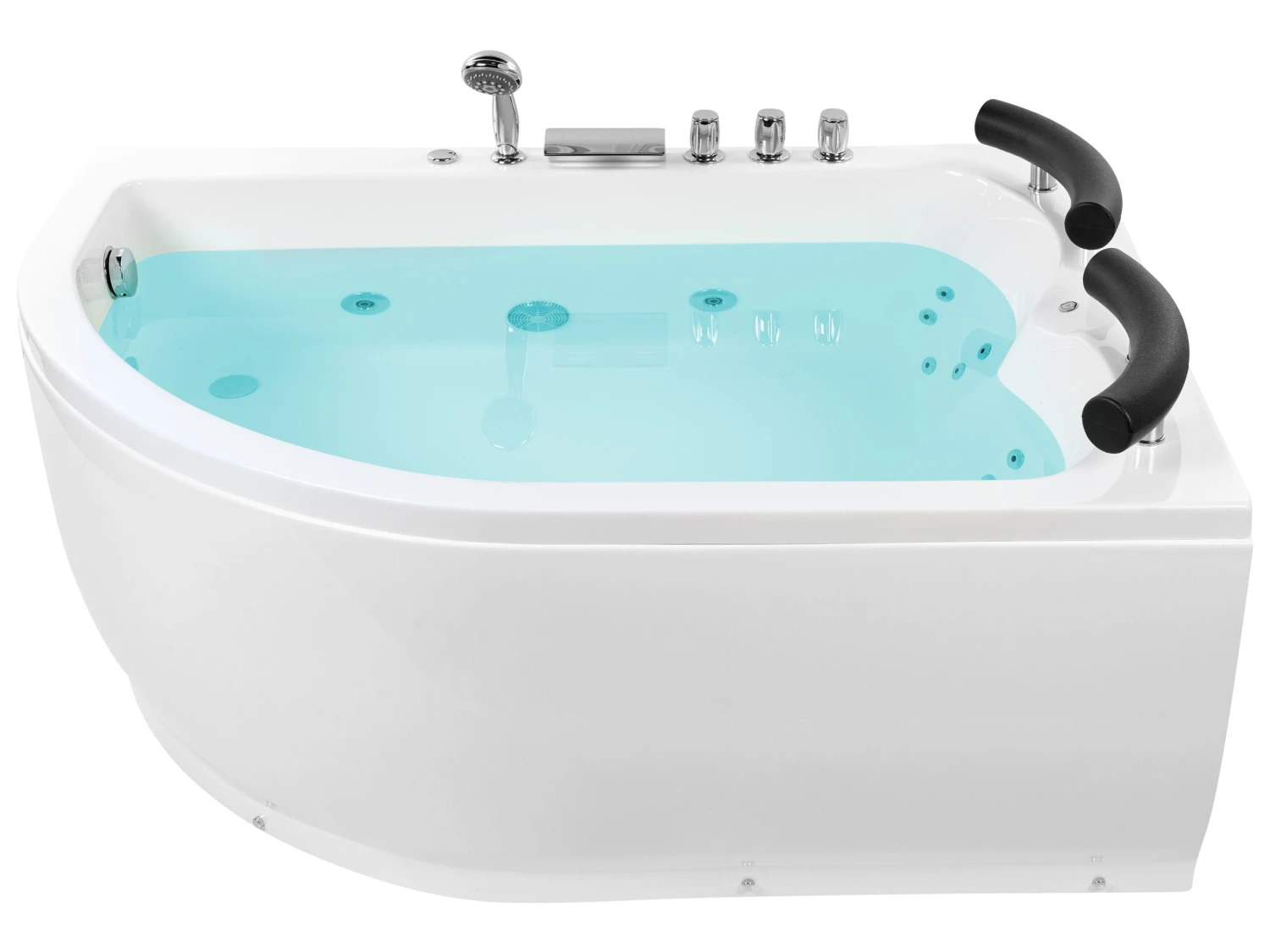 Left Hand Whirlpool Corner Bath With LED 1600 X 1130 Mm White PARADISO - Image 5