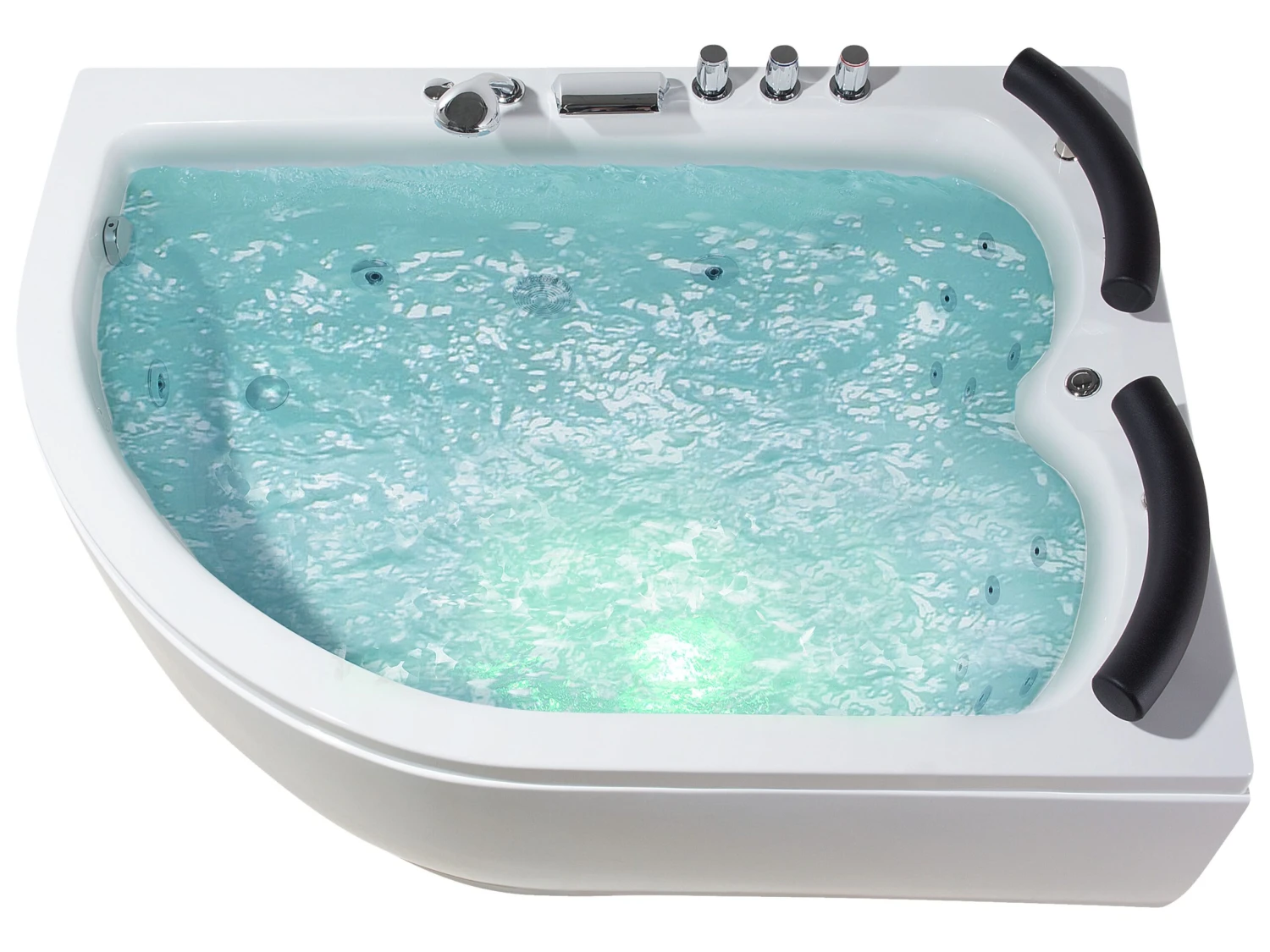 Left Hand Whirlpool Corner Bath With LED 1600 X 1130 Mm White PARADISO - Image 6