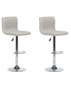 Set Of 2 Adjustable Bar Stools Beige ORLANDO