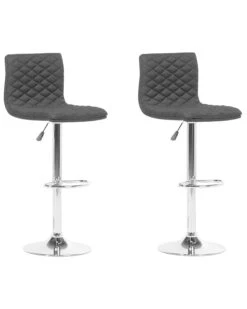 Set Of 2 Adjustable Bar Stools Black ORLANDO
