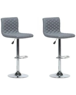 Set Of 2 Adjustable Bar Stools Grey ORLANDO