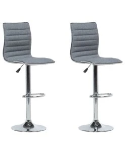 Set Of 2 Adjustable Bar Stools Grey LUCERNE
