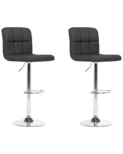 Set Of 2 Adjustable Bar Stools Black MARION