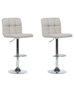 Set Of 2 Adjustable Bar Stools Beige MARION