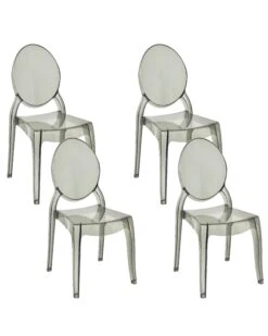 Set Of 4 Dining Chairs Black MERTON