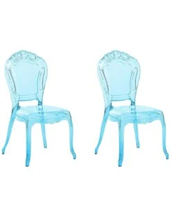 Set Of 2 Accent Chairs Acrylic Transparent Blue VERMONT