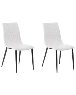 Set Of 2 Dining Chairs Faux Leather Cream MONTANA