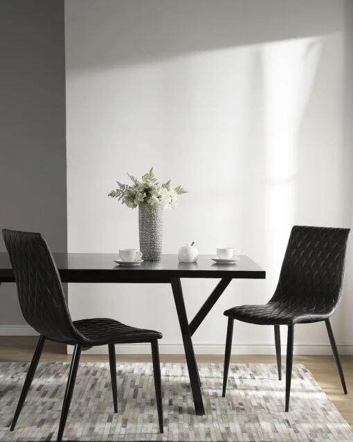 Set Of 2 Dining Chairs Faux Leather Black MONTANA - Image 2