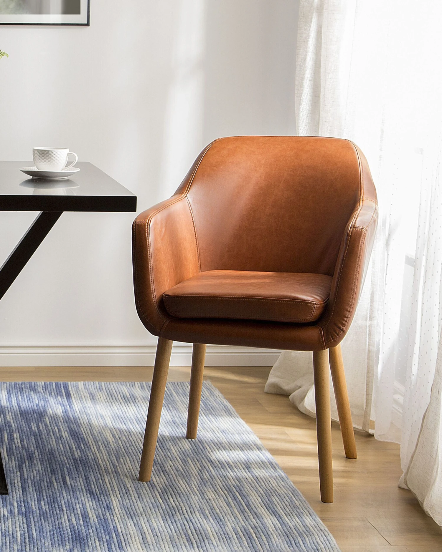 Faux Leather Dining Chair Golden Brown YORKVILLE - Image 2