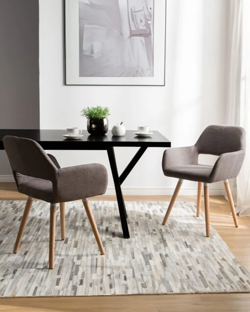 Set Of 2 Fabric Dining Chairs Taupe CHICAGO - Image 2