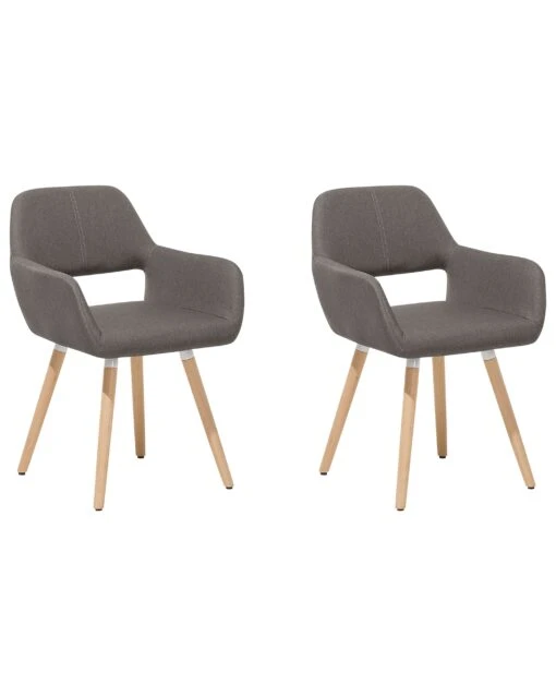 Set Of 2 Fabric Dining Chairs Taupe CHICAGO