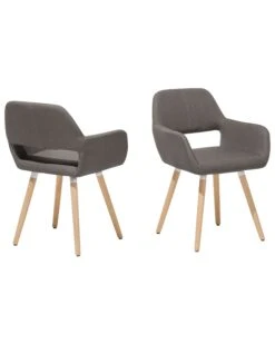 Set Of 2 Fabric Dining Chairs Taupe CHICAGO -Furniture Store undef src sa picid 693654 type whitesh image