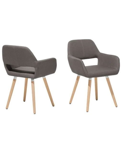 Set Of 2 Fabric Dining Chairs Taupe CHICAGO - Image 3