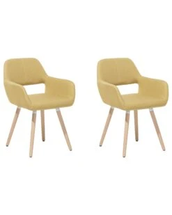Set Of 2 Fabric Dining Chairs Yellow CHICAGO