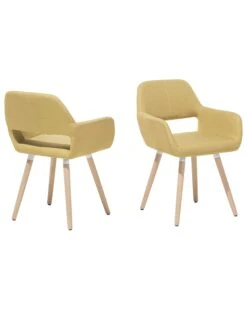 Set Of 2 Fabric Dining Chairs Yellow CHICAGO -Furniture Store undef src sa picid 693734 type whitesh image
