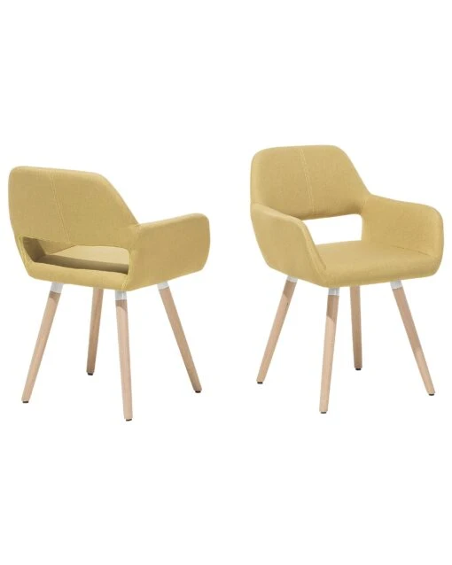 Set Of 2 Fabric Dining Chairs Yellow CHICAGO - Image 8