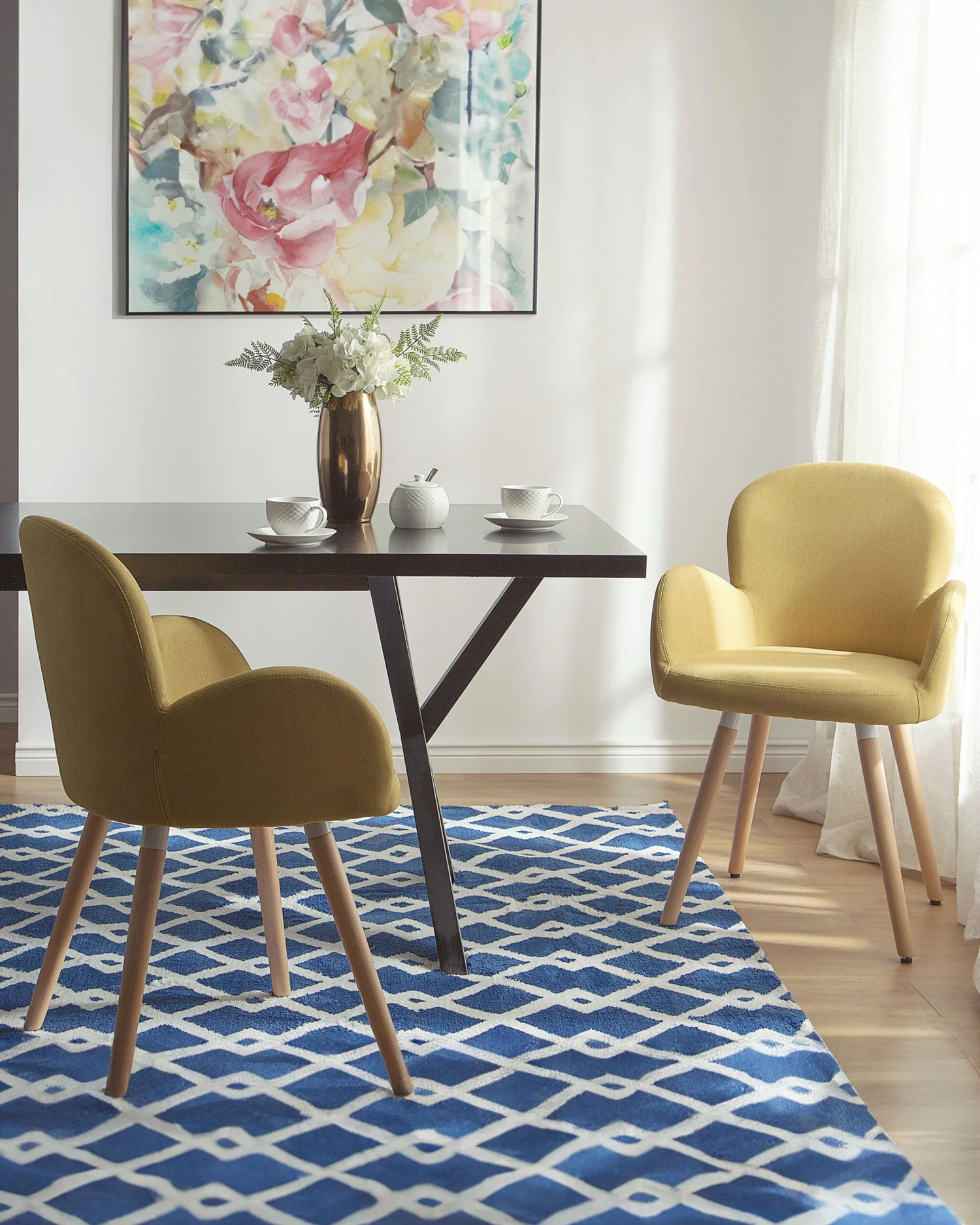 Set Of 2 Fabric Dining Chairs Yellow BROOKVILLE - Image 2