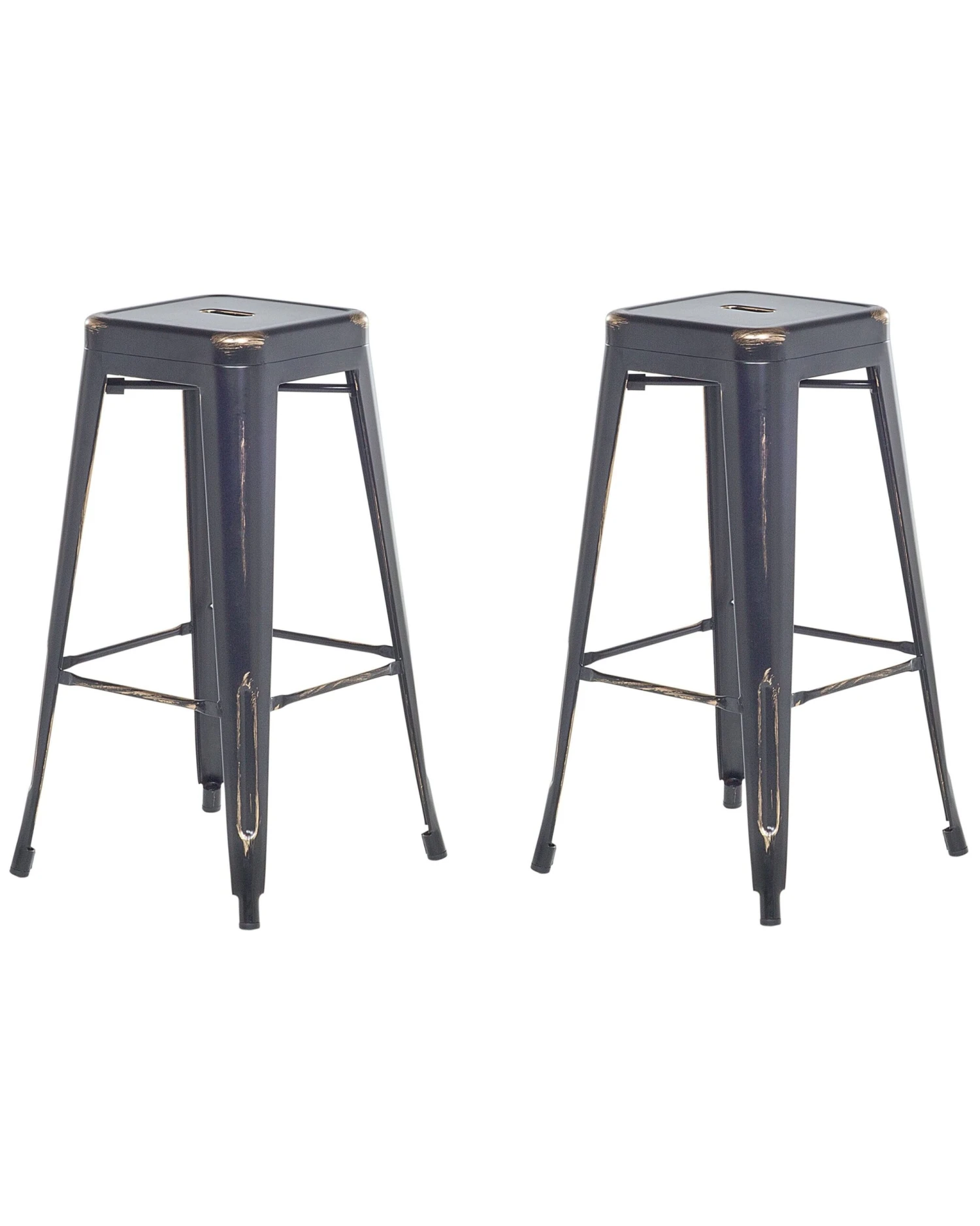 Set Of 2 Metal Stools 76 Cm Black With Gold CABRILLO