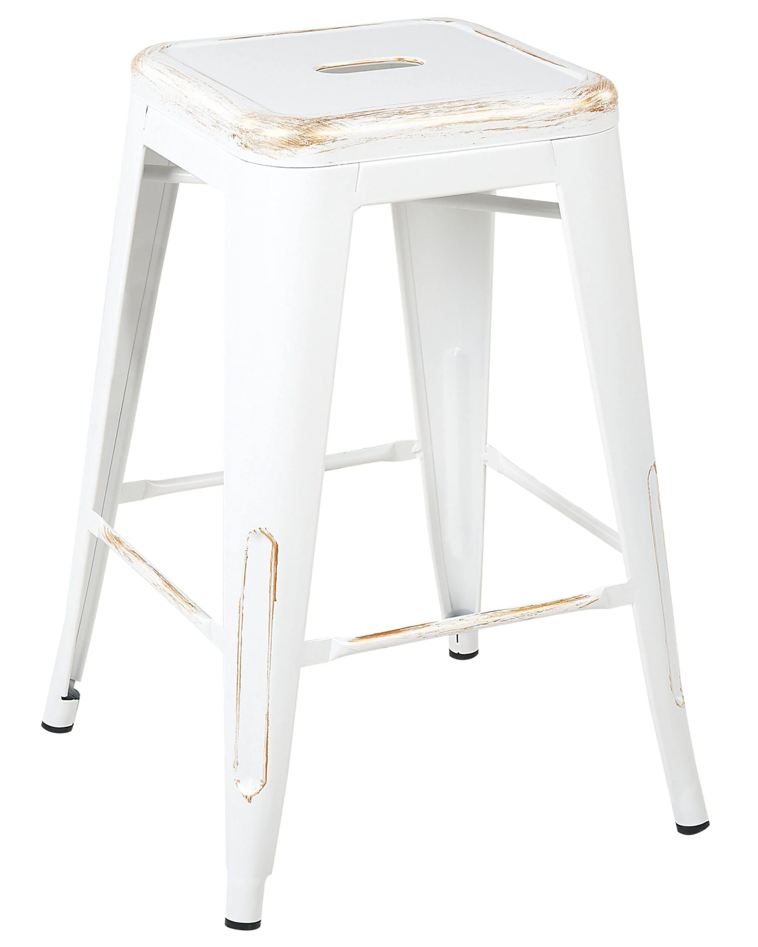 Set Of 2 Metal Stools 60 Cm White With Gold CABRILLO - Image 4
