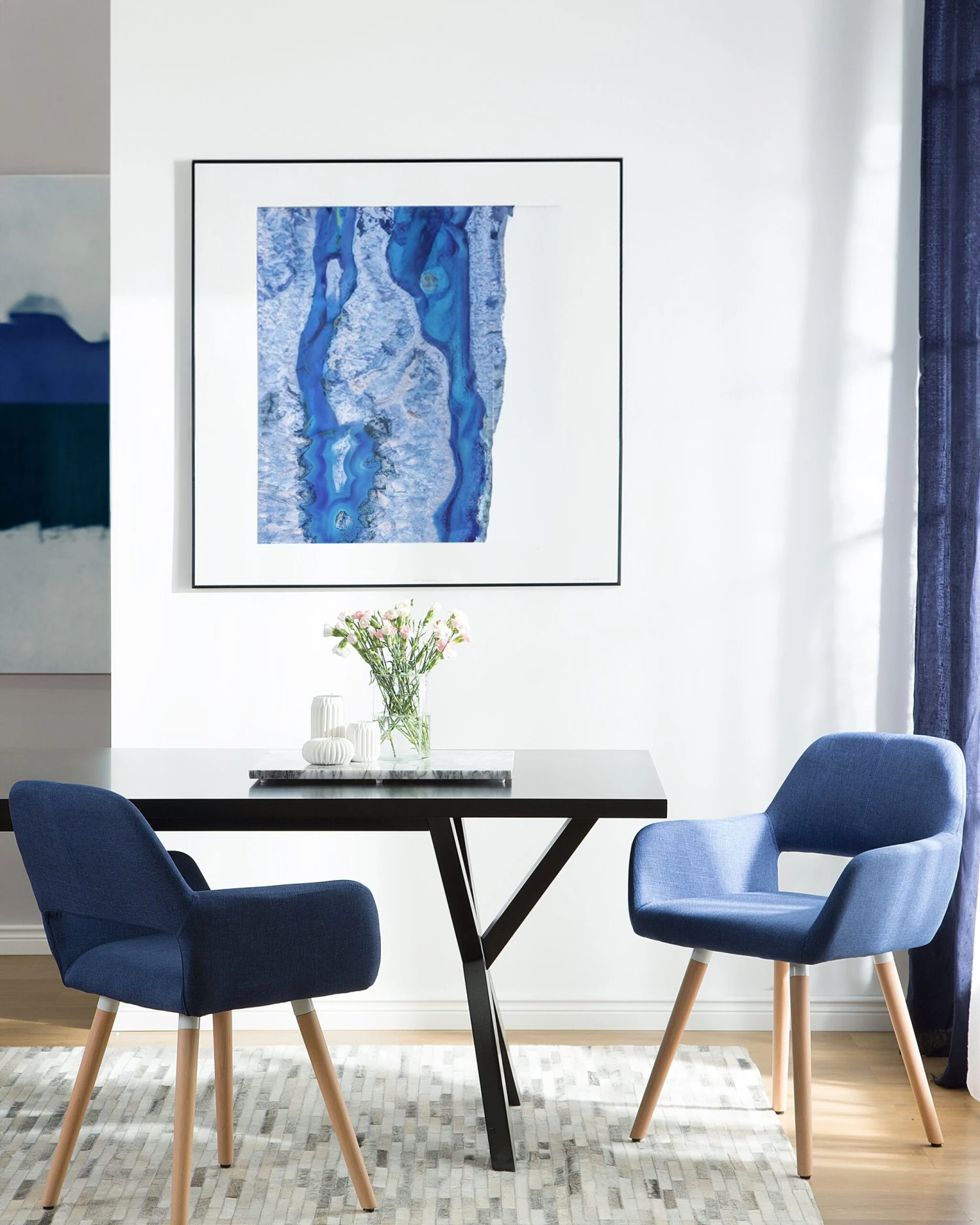 Set Of 2 Fabric Dining Chairs Blue CHICAGO - Image 2