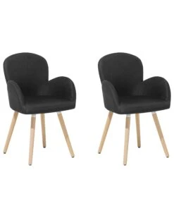 Set Of 2 Fabric Dining Chairs Black BROOKVILLE