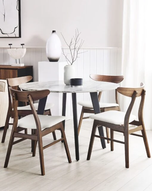 Set Of 2 Wooden Dining Chairs Faux Leather White LYNN - Image 2