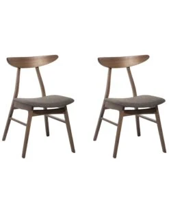 Set Of 2 Wooden Dining Chairs Grey LYNN