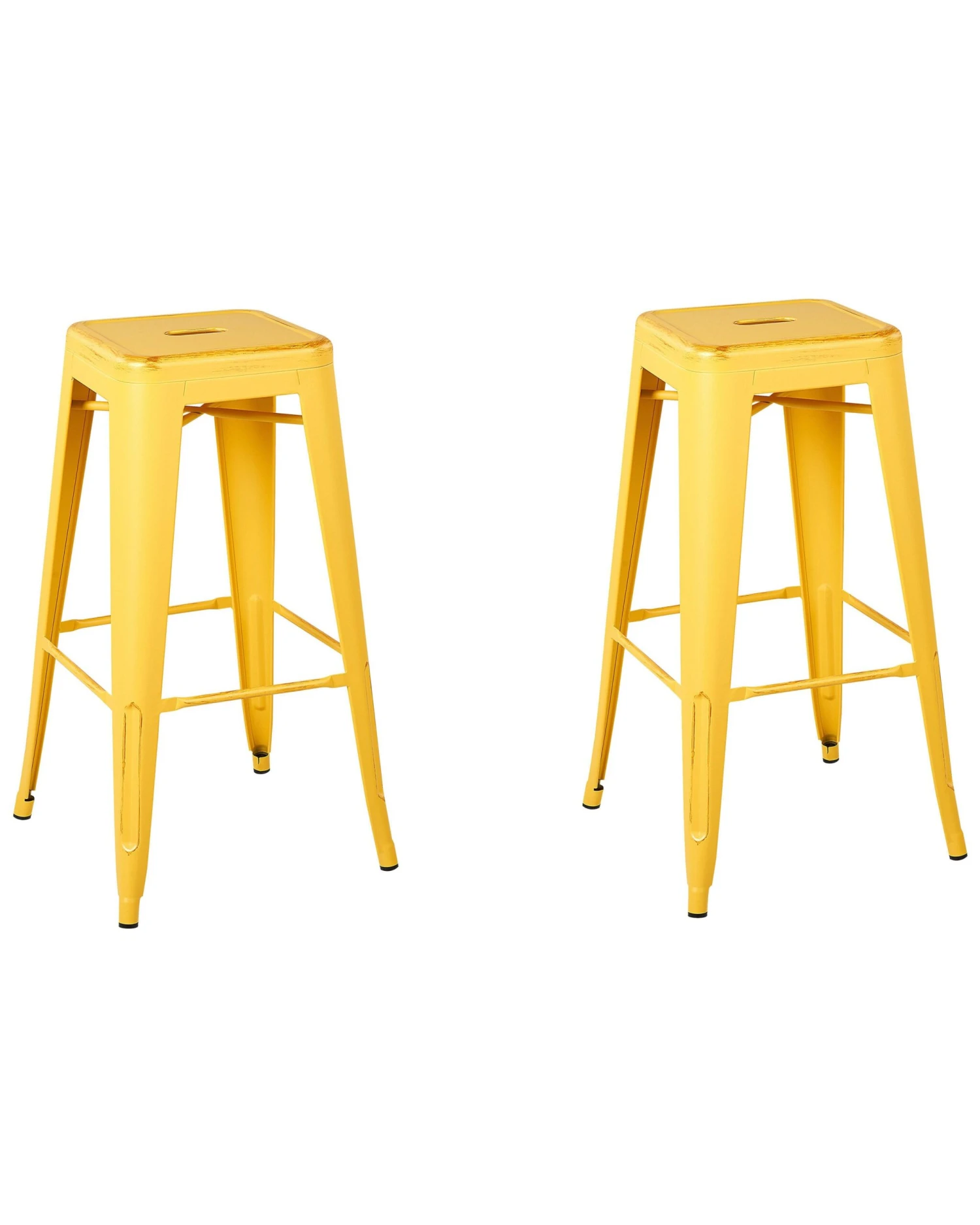 Set Of 2 Metal Stools 76 Cm Yellow With Gold CABRILLO