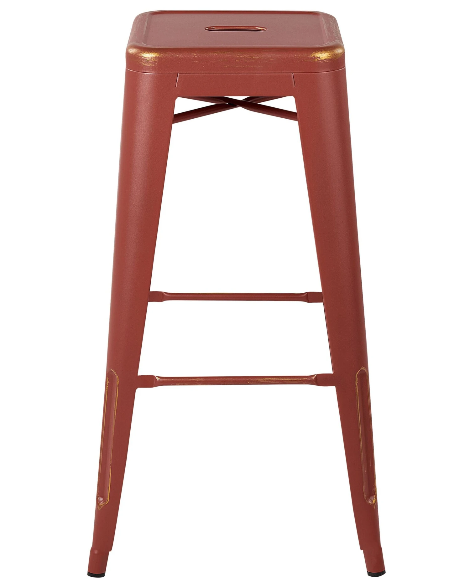Set Of 2 Metal Stools 76 Cm Red With Gold CABRILLO - Image 4