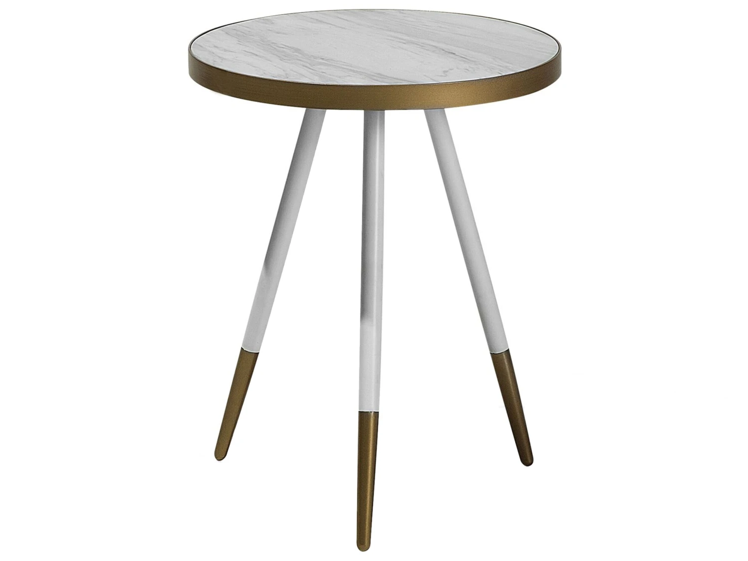 Side Table White Marble Effect With Gold RAMONA