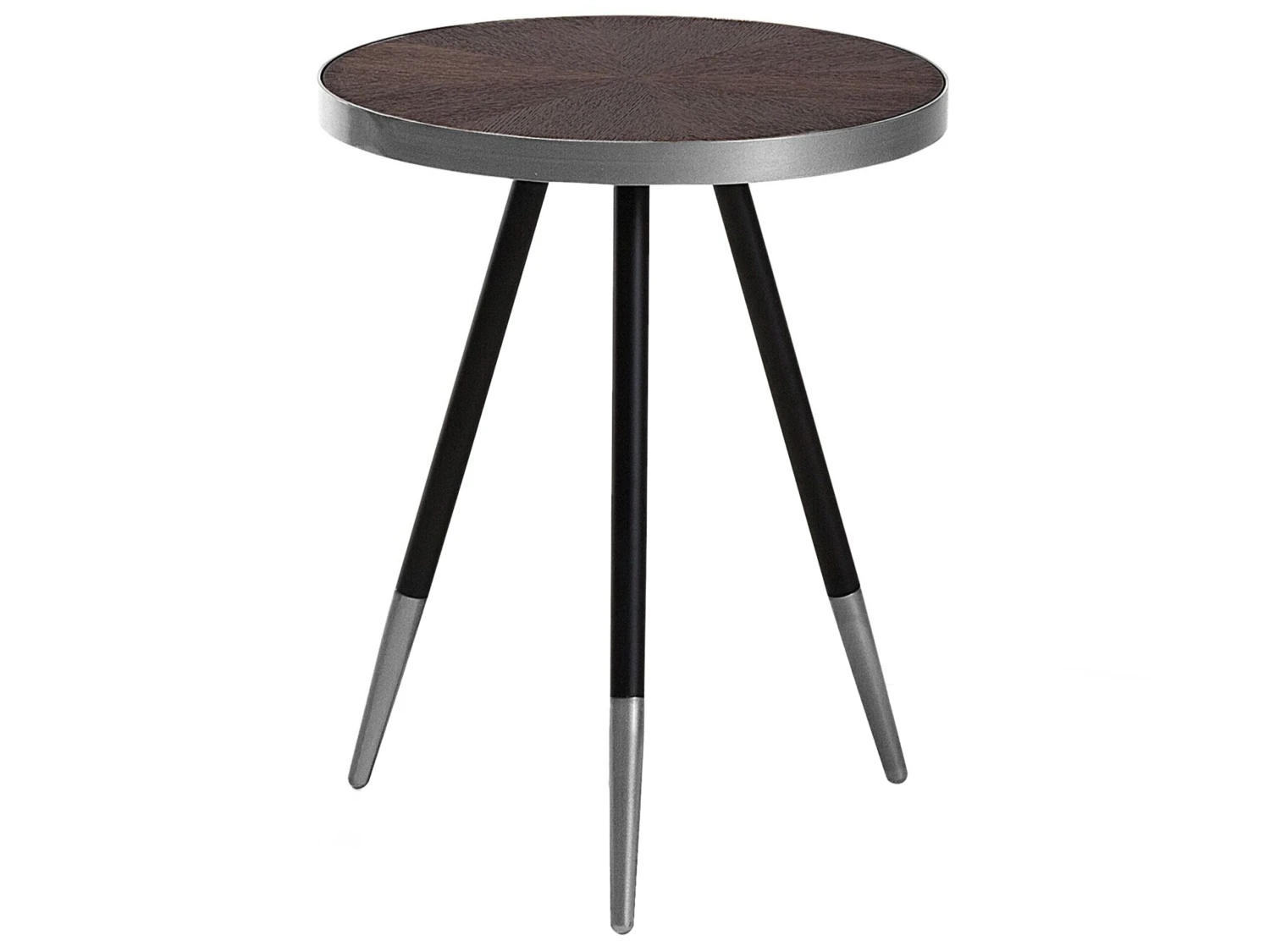 Side Table Dark Wood With Silver RAMONA