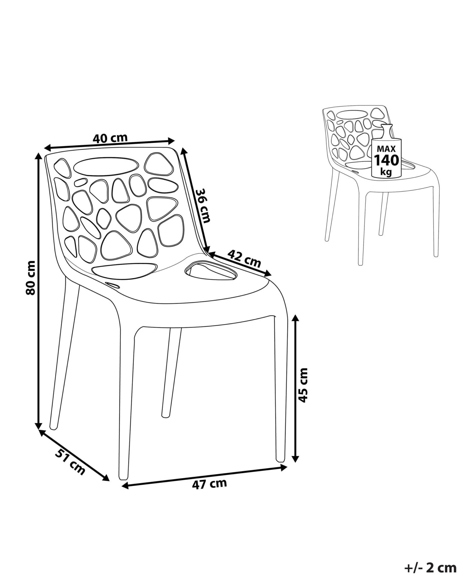 Plastic Garden Dining Chair Light Grey MORGAN - Image 5