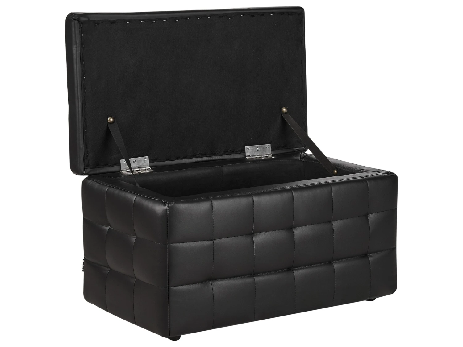 Faux Leather Storage Ottoman Black MICHIGAN - Image 5