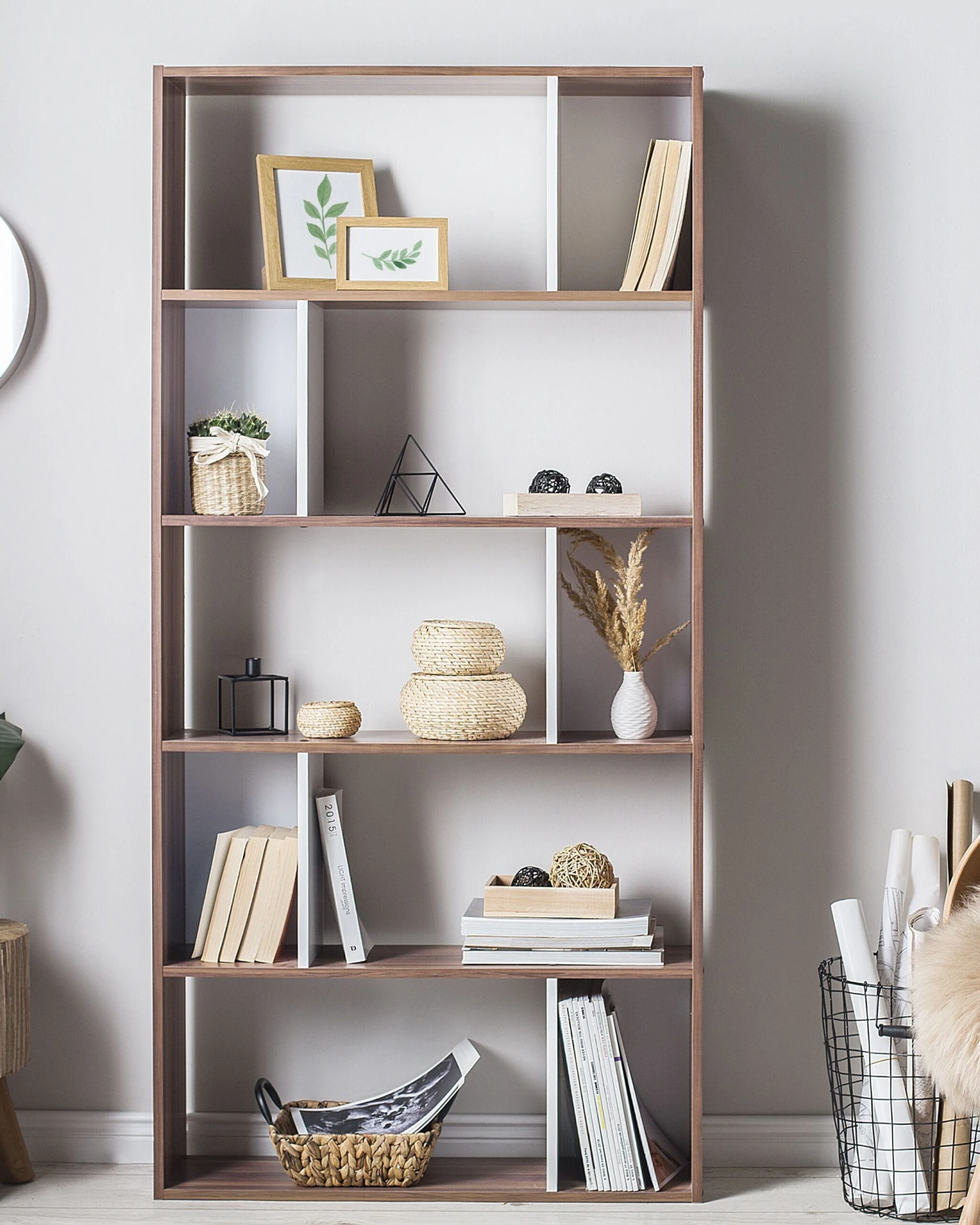 5 Tier Bookcase Dark Wood And White ORILLA - Image 3