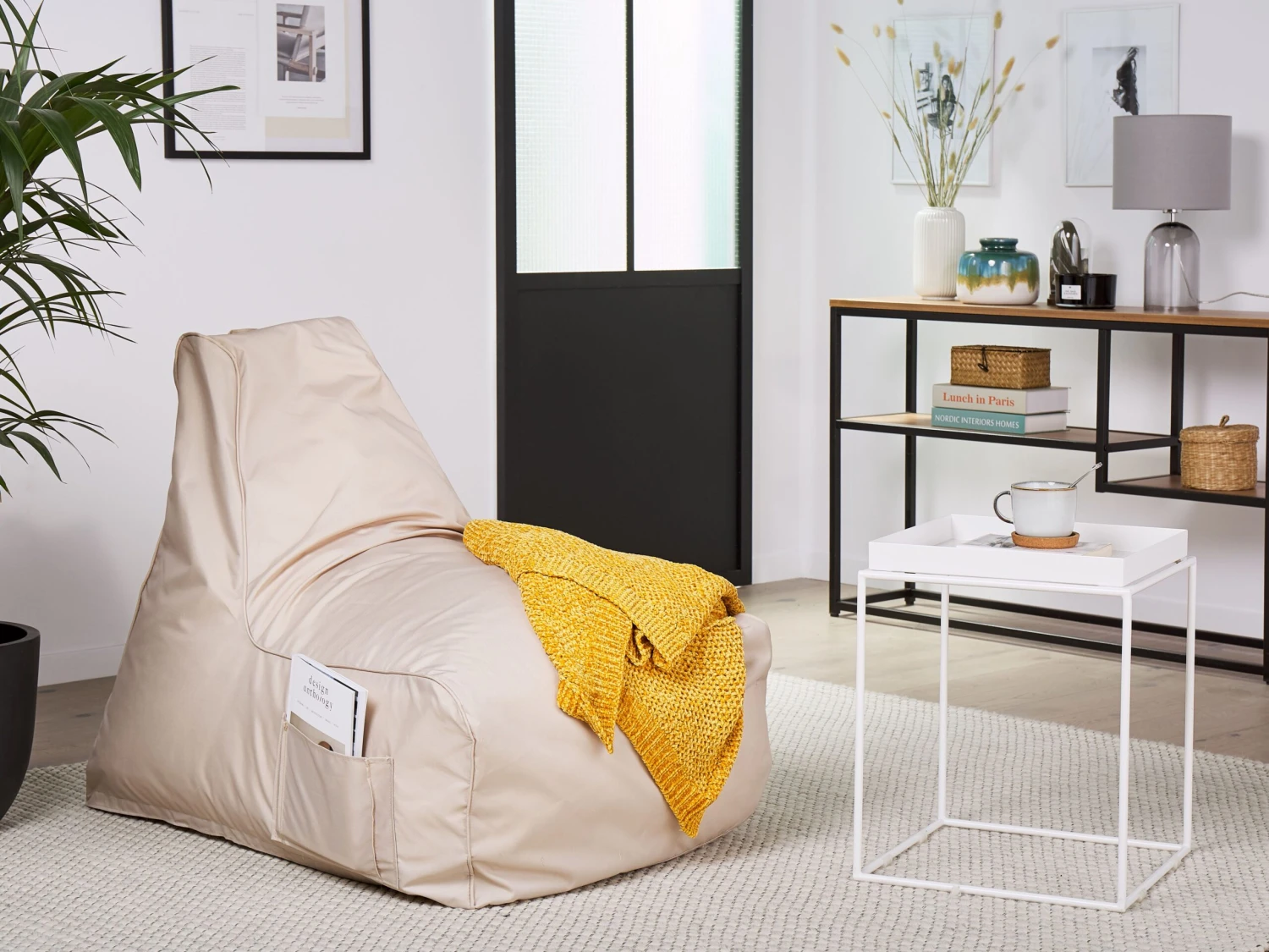 Bean Bag Chair Beige SIESTA - Image 2