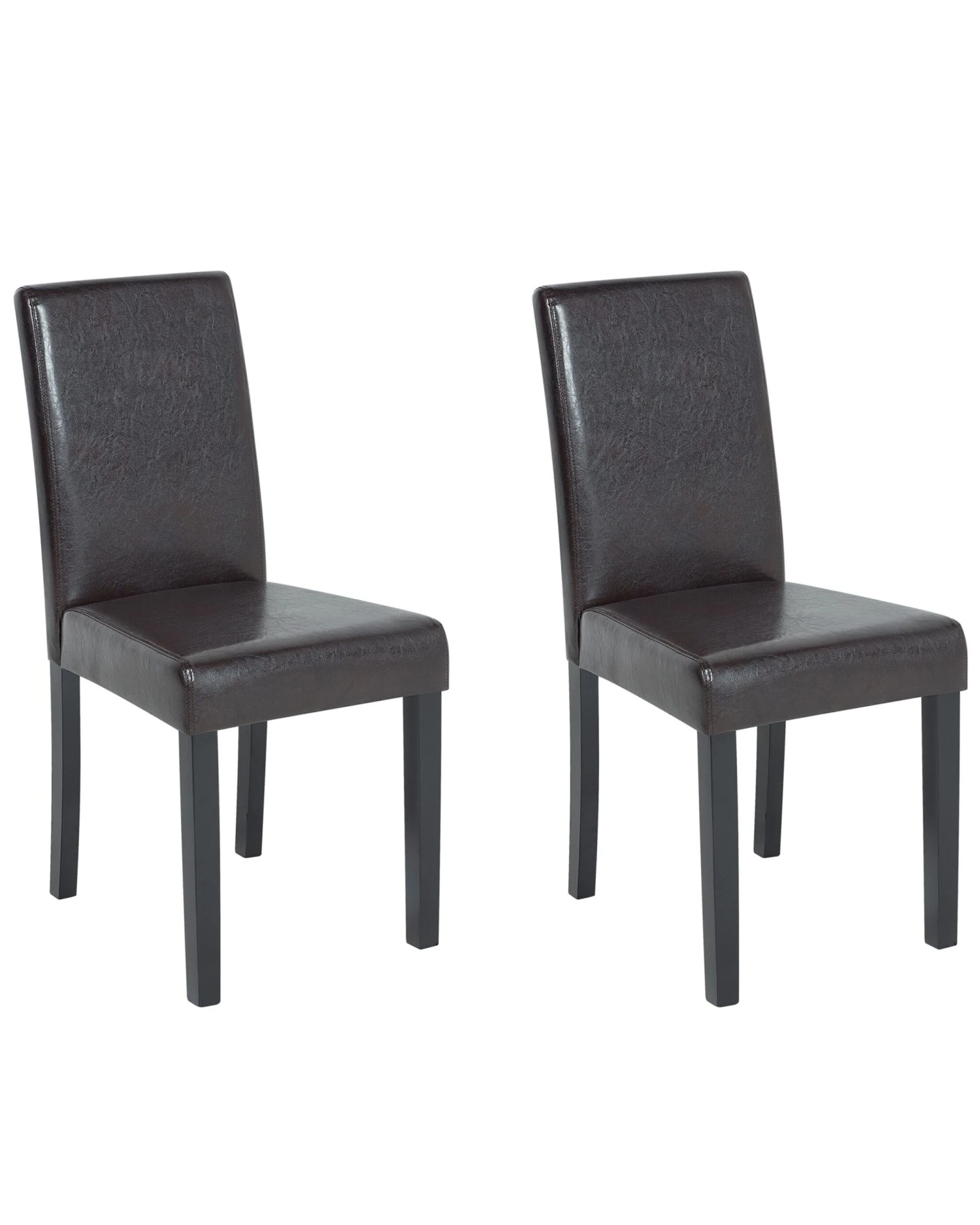 Set Of 2 Faux Leather Dining Chairs Dark Brown BROADWAY