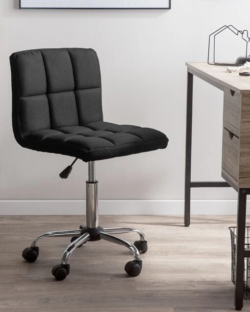 Fabric Armless Desk Chair Black MARION - Image 2