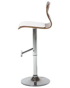 Bar Stool Dark Wood Faux Leather White PETERSBURG -Furniture Store undef src sa picid 713007 type whitesh image