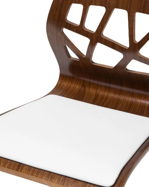 Bar Stool Dark Wood Faux Leather White PETERSBURG - Image 6