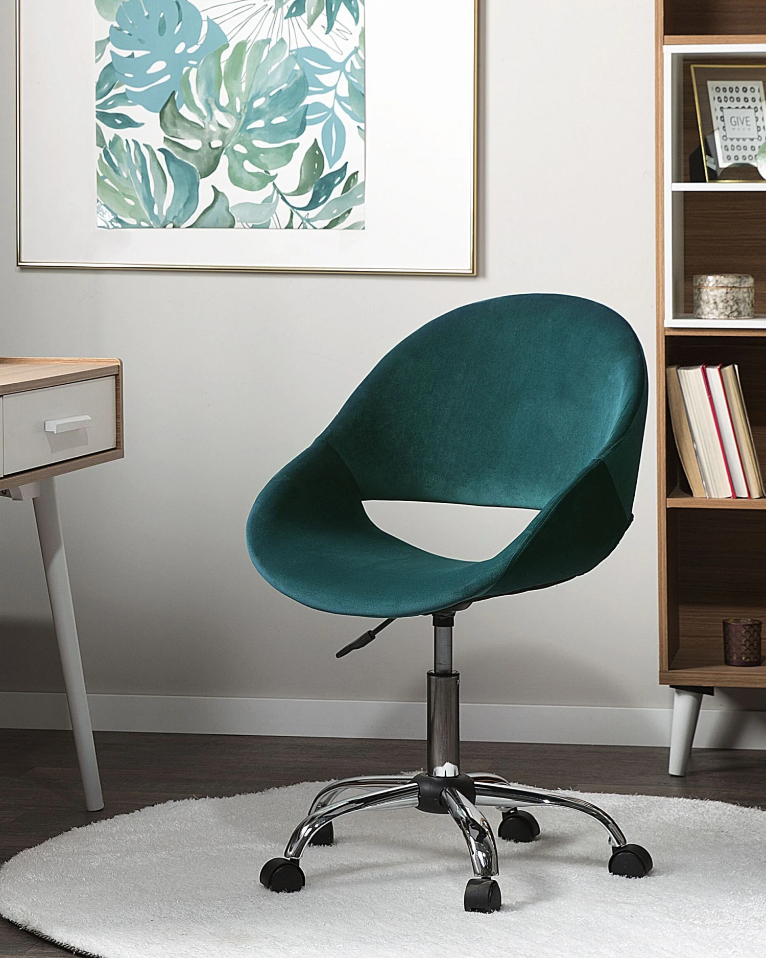 Velvet Armless Desk Chair Green SELMA - Image 2