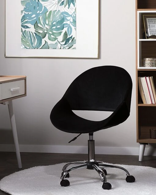 Velvet Armless Desk Chair Black SELMA - Image 2
