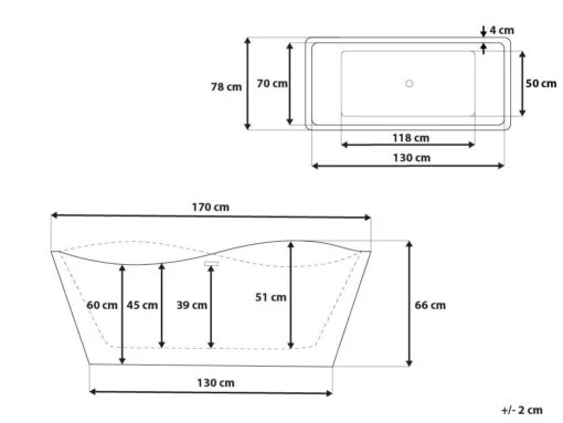 Freestanding Bath 1700 X 780 Mm White MARAVILLA - Image 9