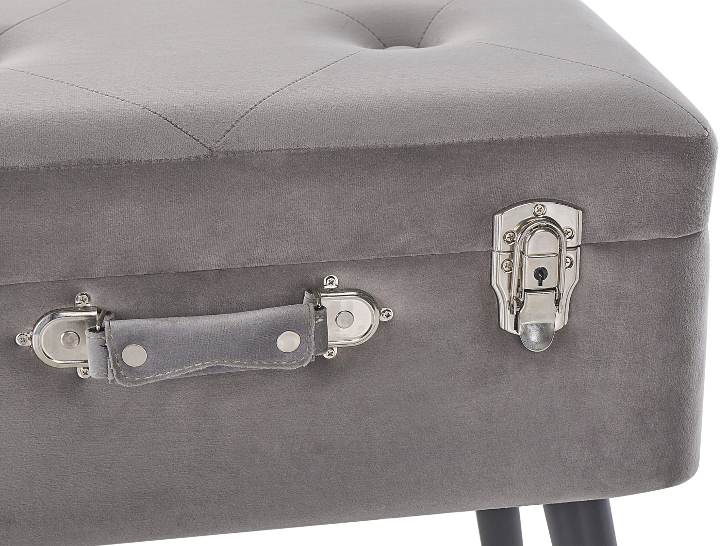 Velvet Storage Stool Grey MALLARD - Image 6